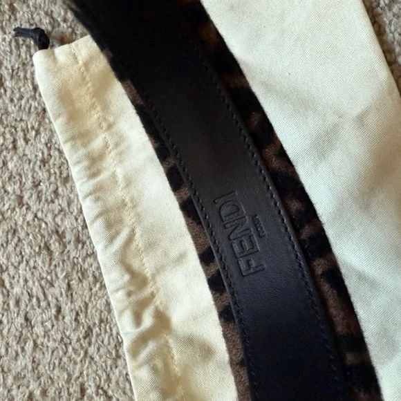 Fendi Fur Leopard Print Headband Brown - Picture 3 of 3